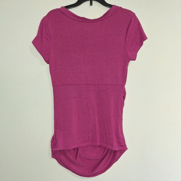Goddess Maternity Berry Pink T-shirt Size Small V neck Ruched Sides - Picture 3 of 5